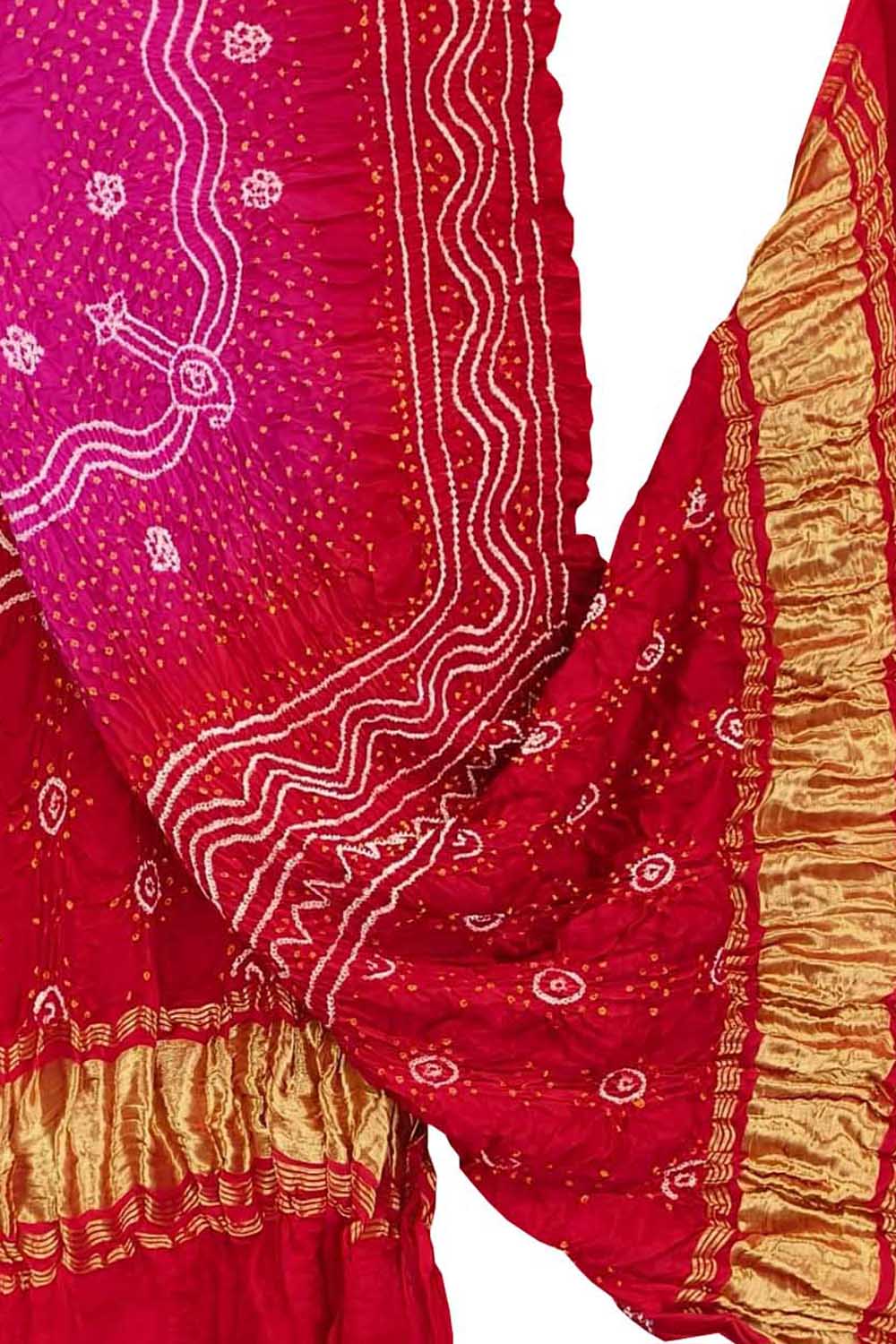 Multicolor Bandhani Gajji Silk Dupatta - Luxurion World- Crafted Heirlooms