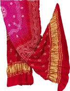 Multicolor Bandhani Gajji Silk Dupatta - Luxurion World- Crafted Heirlooms