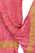 Pink Bandhani Gajji Silk Dupatta - Luxurion World