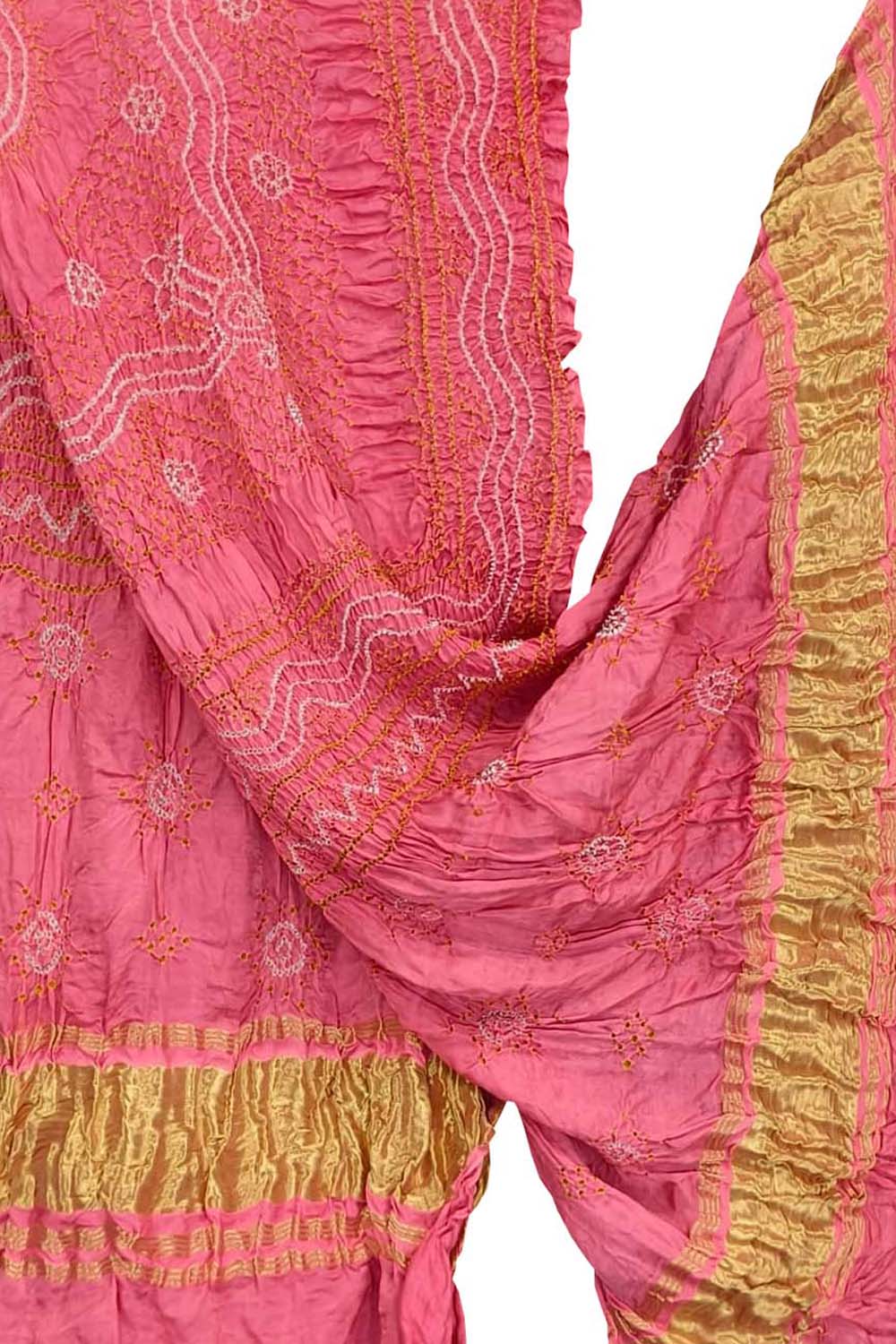 Pink Bandhani Gajji Silk Dupatta - Luxurion World