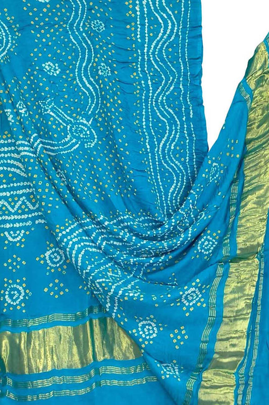 Blue Bandhani Gajji Silk Dupatta - Luxurion World