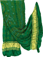 Green Bandhani Gajji Silk Dupatta - Luxurion World- Crafted Heirlooms