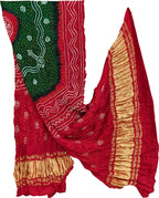 Green Pure Gajji Silk Hand Bandhani Dupatta