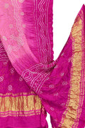 Pink Bandhani Gajji Silk Dupatta — Hand Tie-Dye, Mehendi & Festive