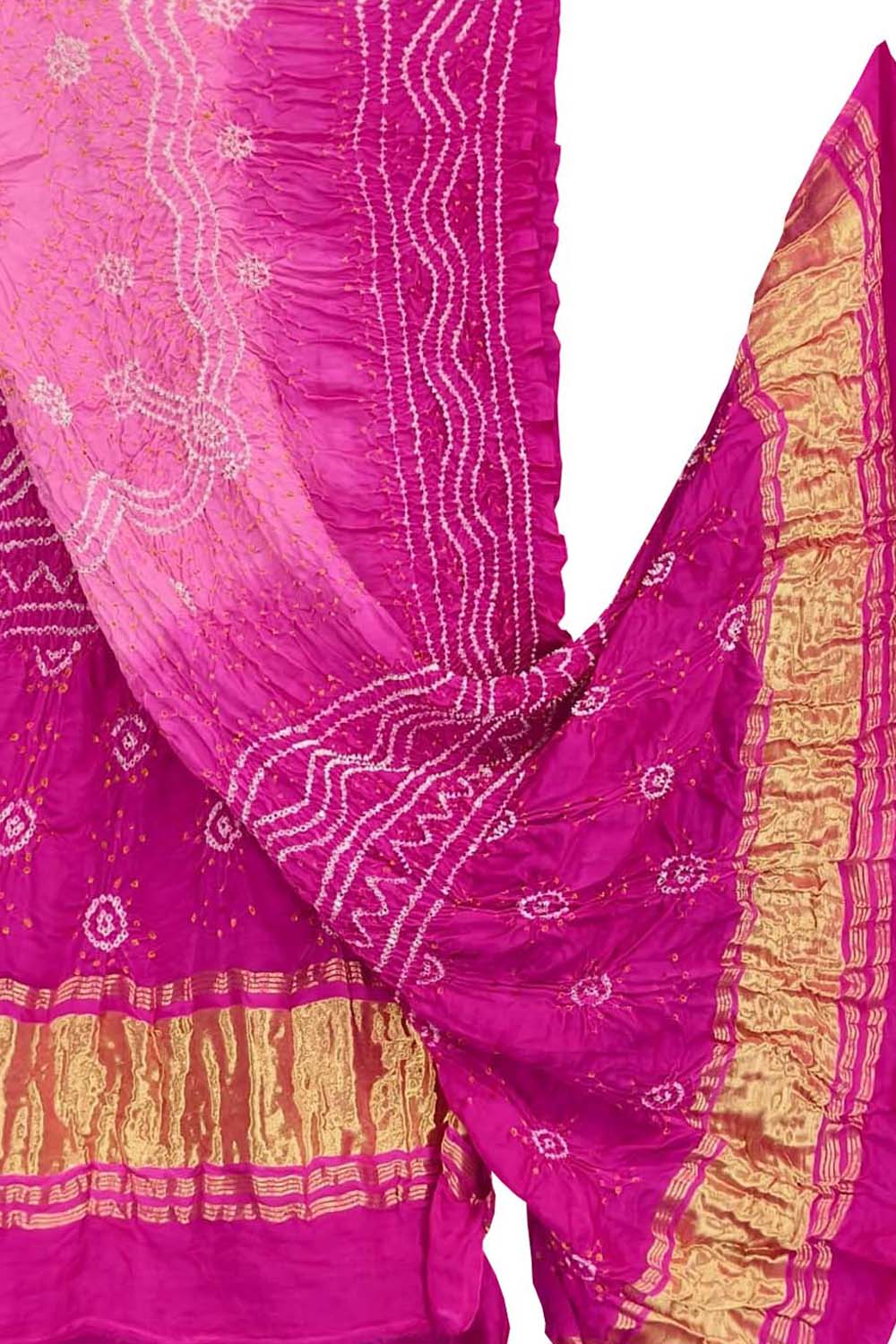 Pink Bandhani Gajji Silk Dupatta — Hand Tie-Dye, Mehendi & Festive