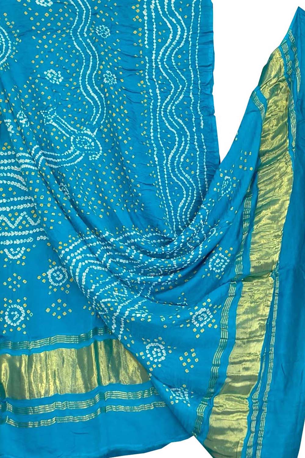 Blue Bandhani Gajji Silk Dupatta — Hand Tie-Dye, Wedding & Festive