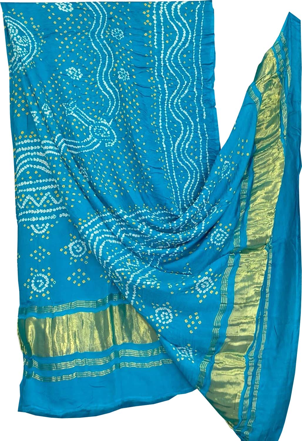 Blue Bandhani Gajji Silk Dupatta — Hand Tie-Dye, Wedding & Festive