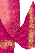 Pink Bandhani Gajji Silk Dupatta — Hand Tie-Dye, Sangeet & Wedding