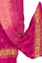 Pink Bandhani Gajji Silk Dupatta — Hand Tie-Dye, Sangeet & Wedding