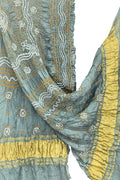 Grey Bandhani Gajji Silk Dupatta — Hand Tie-Dye, Reception & Festive
