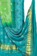 Blue & Green Bandhani Gajji Silk Dupatta — Hand Tie-Dye, Festive & Wedding