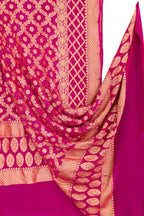 Pink Banarasi Bandhani Dupatta — Neemzari Pure Georgette, Festive