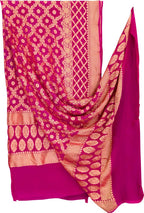 Pink Banarasi Bandhani Dupatta — Neemzari Pure Georgette, Festive