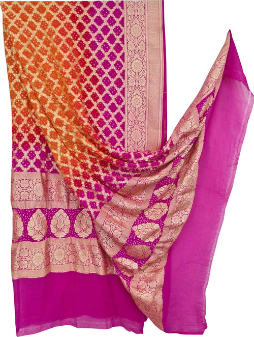Multicolor Banarasi Bandhani Georgette Dupatta — Neemzari Zari, Festive