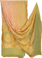 Green & Pink Banarasi Bandhani Georgette Dupatta — Neemzari, Festive