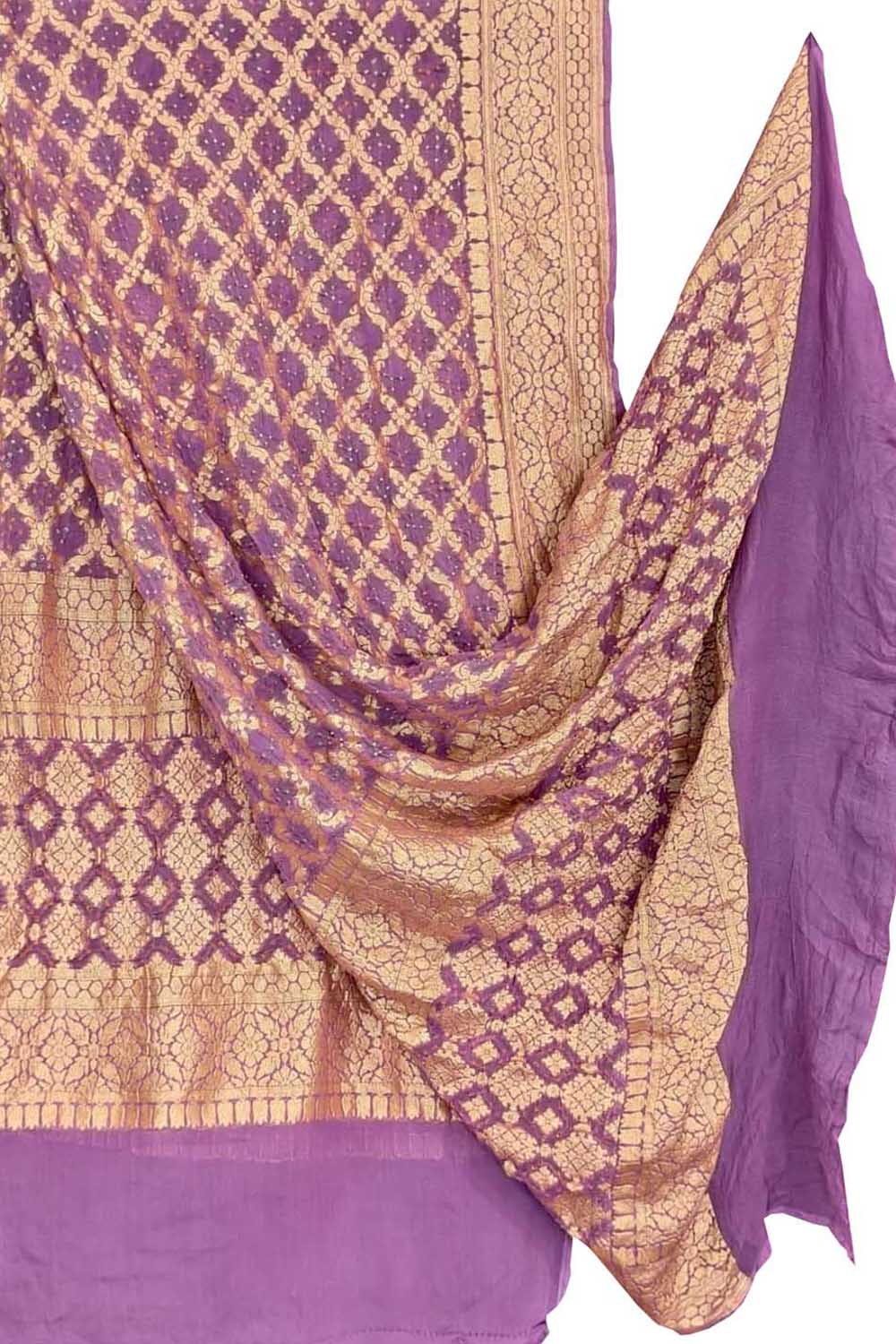 Purple Banarasi Bandhani Georgette Dupatta — Neemzari Zari, Festive