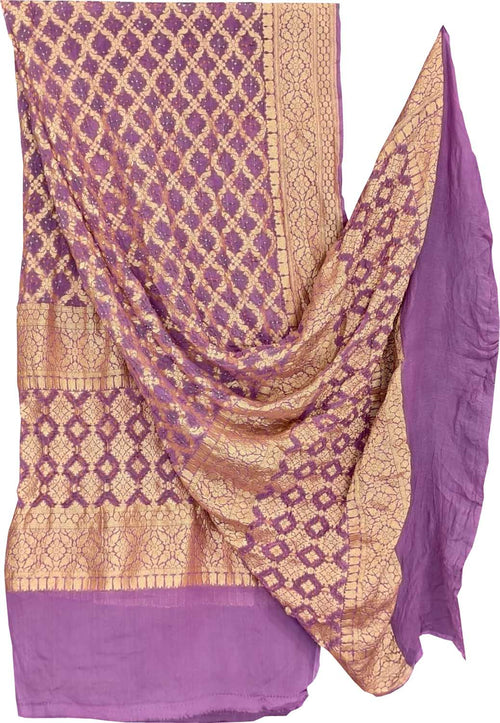 Purple Banarasi Bandhani Georgette Dupatta — Neemzari Zari, Festive