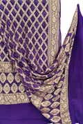 Purple Banarasi Bandhani Georgette Dupatta — Neemzari Weave, Wedding