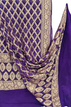 Purple Banarasi Bandhani Georgette Dupatta — Neemzari Weave, Wedding