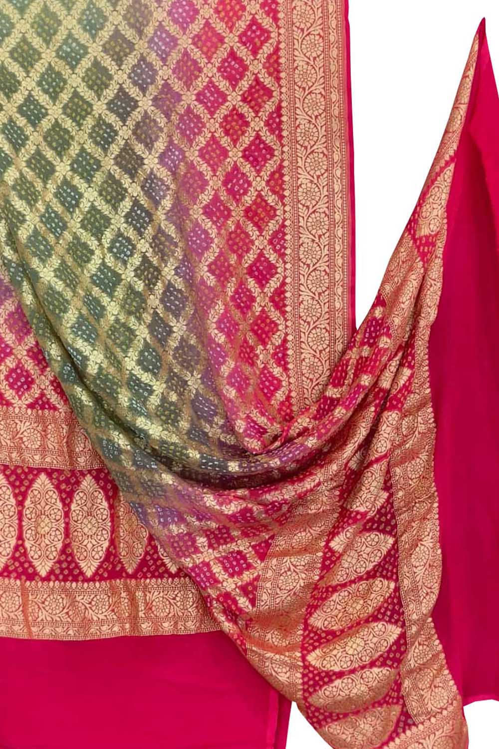Multicolor Banarasi Bandhani Georgette Dupatta — Neemzari, Sangeet