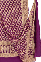 Purple Banarasi Bandhani Georgette Dupatta — Neemzari Zari, Festive Wear