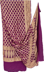 Purple Banarasi Bandhani Georgette Dupatta — Neemzari Zari, Festive Wear