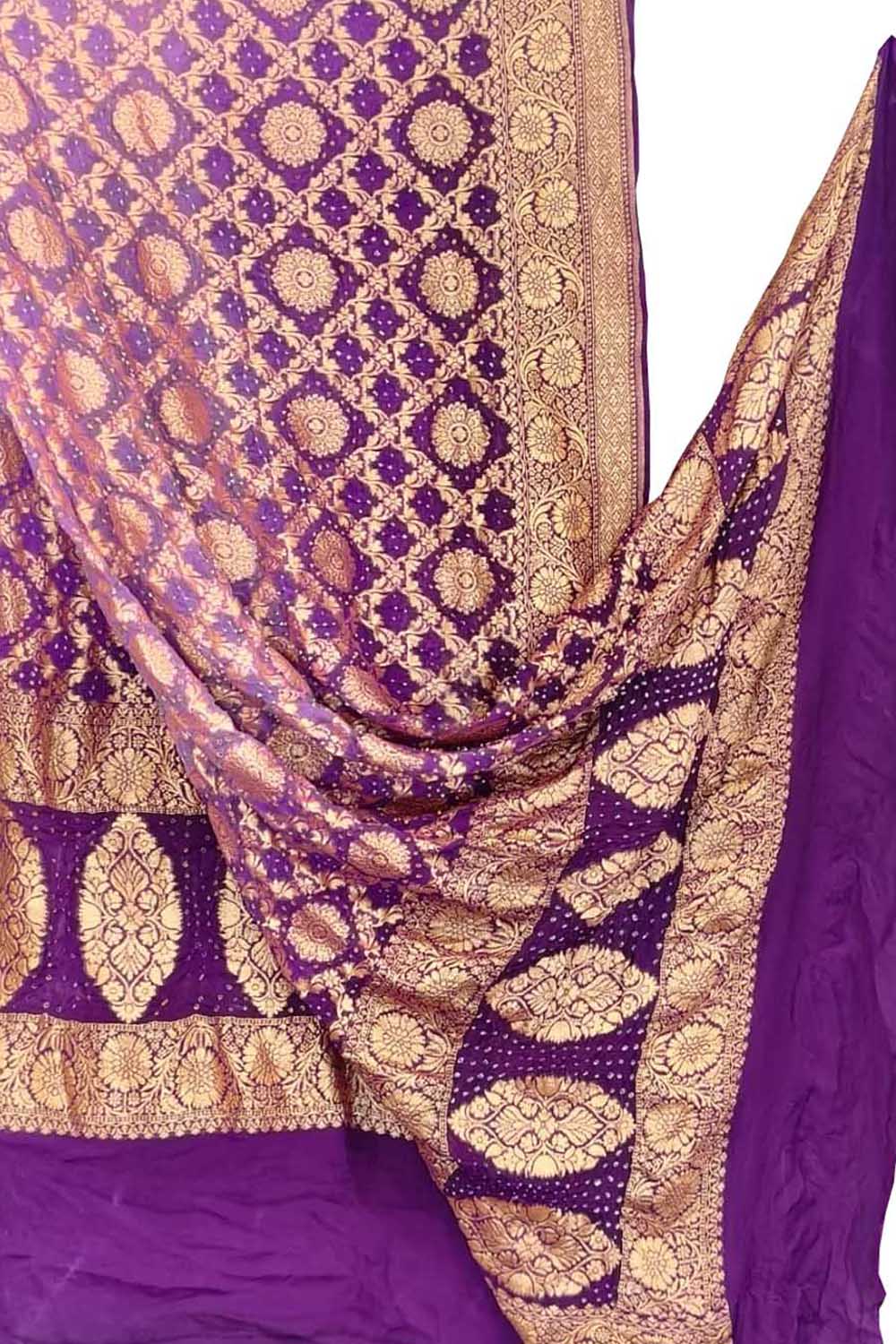 Purple Banarasi Bandhani Georgette Dupatta — Neemzari, Heirloom Craft