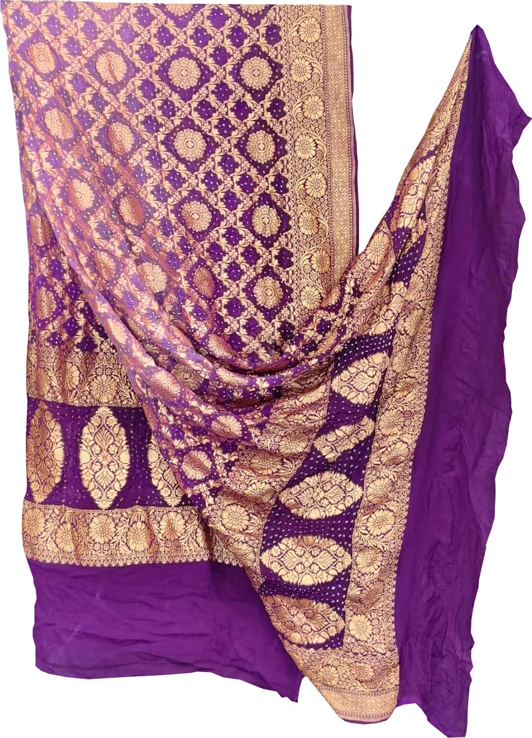 Purple Banarasi Bandhani Georgette Dupatta — Neemzari, Heirloom Craft