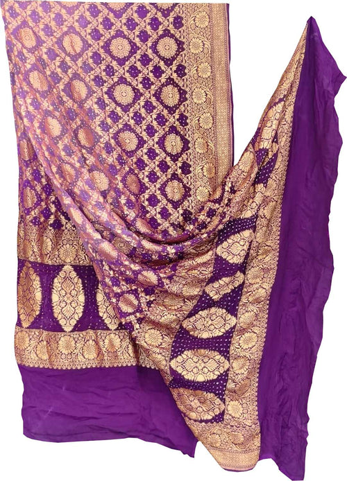 Purple Banarasi Bandhani Georgette Dupatta — Neemzari, Heirloom Craft