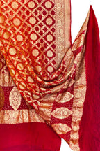Red & Orange Banarasi Bandhani Georgette Dupatta — Neemzari, Festive