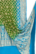 Blue & Green Banarasi Bandhani Georgette Dupatta — Neemzari, Festive
