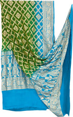 Blue & Green Banarasi Bandhani Georgette Dupatta — Neemzari, Festive