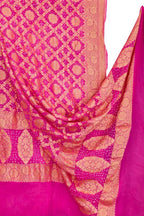 Pink Banarasi Bandhani Georgette Dupatta — Neemzari Zari, Festive Bridal