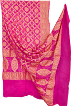 Pink Banarasi Bandhani Georgette Dupatta — Neemzari Zari, Festive Bridal