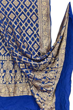 Blue Banarasi Bandhani Georgette Dupatta — Neemzari Zari, Festive Wear