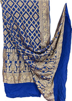 Blue Banarasi Bandhani Georgette Dupatta — Neemzari Zari, Festive Wear