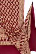 Maroon Banarasi Bandhani Georgette Dupatta — Neemzari Weave, Wedding