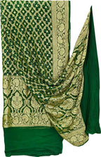 Green Banarasi Bandhani Georgette Dupatta — Neemzari Zari, Festive