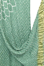 Green Bandhani Modal Silk Dupatta With Tissue Border