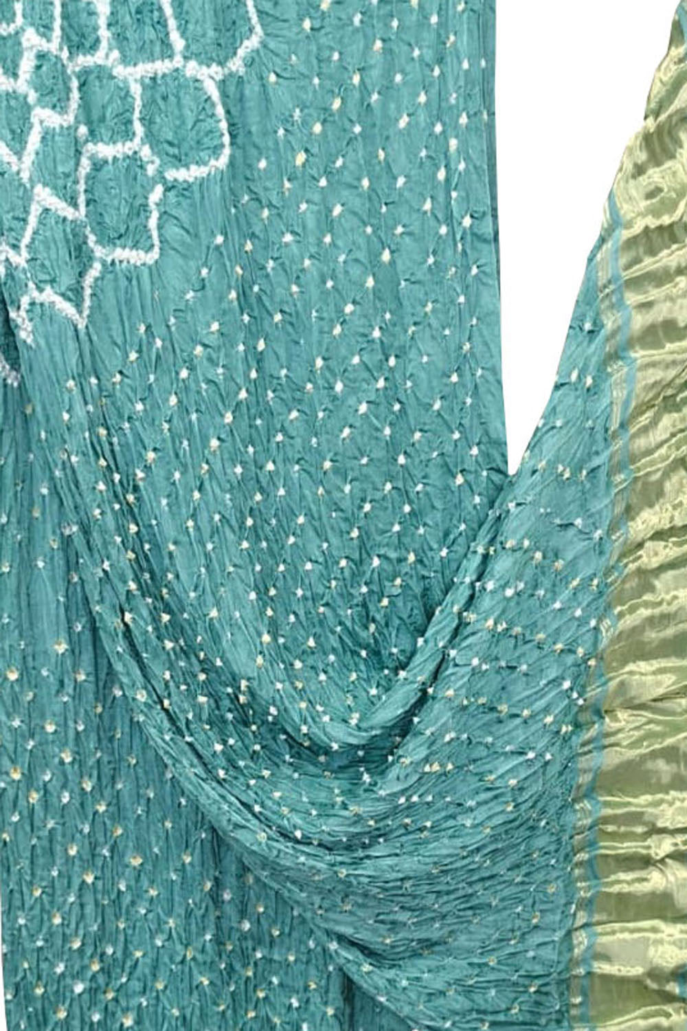Blue Bandhani Modal Silk Dupatta With Tissue Border