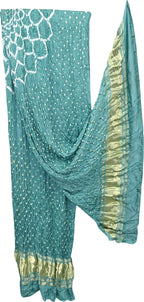 Blue Bandhani Modal Silk Dupatta With Tissue Border