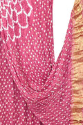 Pink Bandhani Modal Silk Dupatta With Tissue Border
