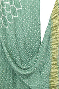 Green Bandhani Modal Silk Dupatta With Tissue Border