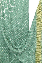 Green Bandhani Modal Silk Dupatta With Tissue Border
