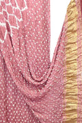 Pink Bandhani Modal Silk Dupatta With Tissue Border