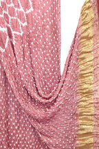 Pink Bandhani Modal Silk Dupatta With Tissue Border