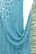 Blue Bandhani Modal Silk Dupatta With Tissue Border