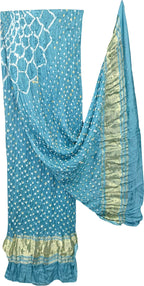 Blue Bandhani Modal Silk Dupatta With Tissue Border