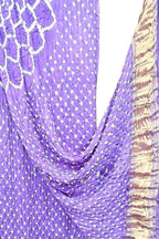 Purple Bandhani Modal Silk Dupatta With Tissue Border