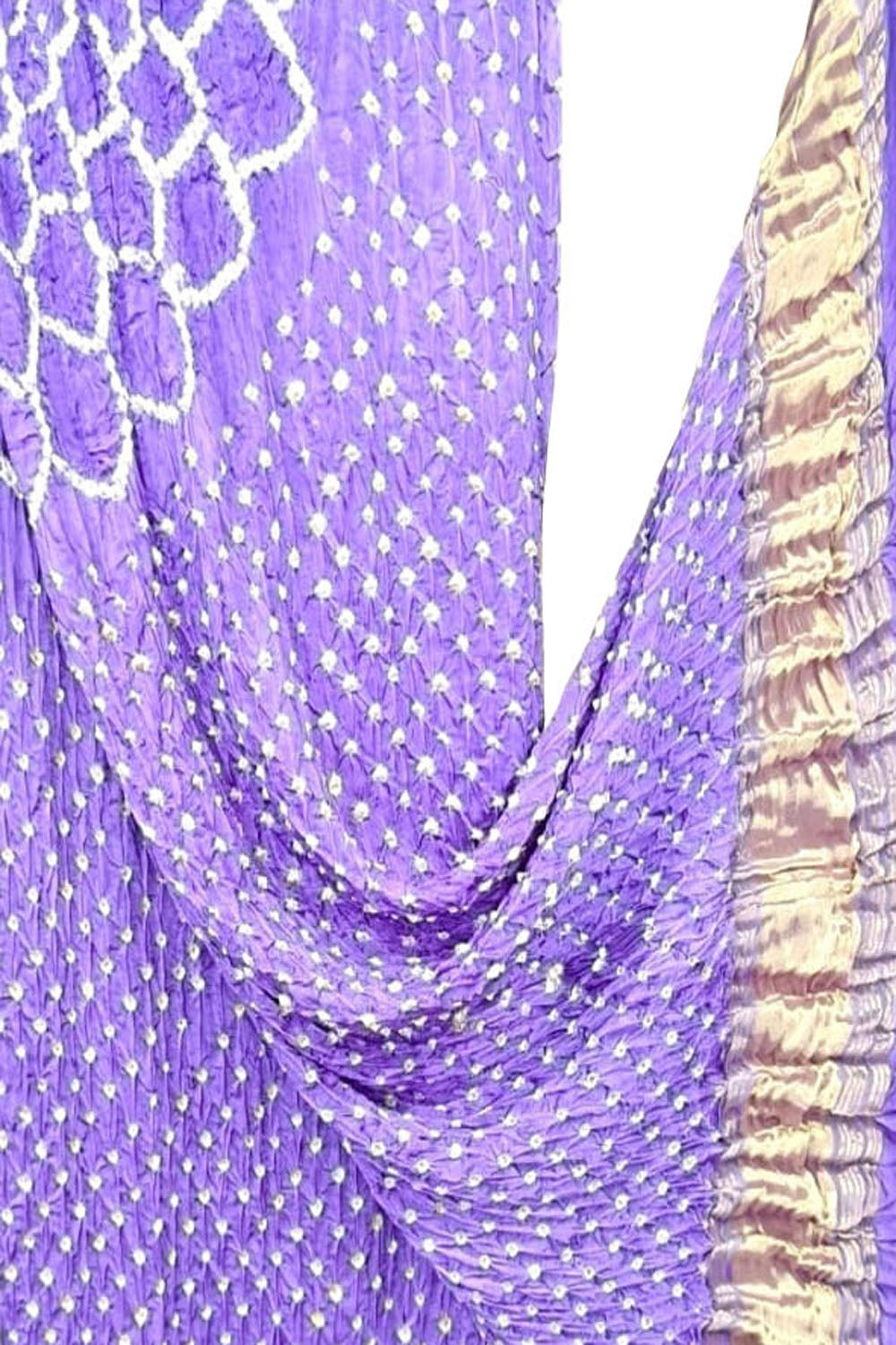 Purple Bandhani Modal Silk Dupatta With Tissue Border